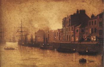 John Atkinson Grimshaw : Evening Whitby Harbour